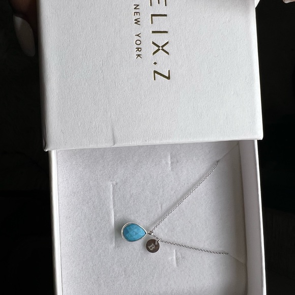 Birthstone with Initial Teardrop Gemstone Necklace - Picture 2 of 3